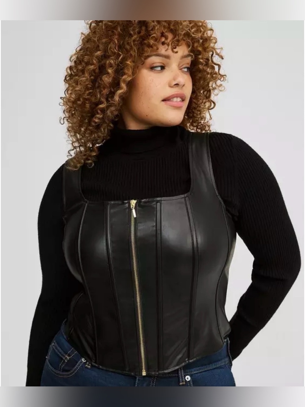 NWT Torrid Faux Leather Frint Zip Corset Top Sz 2X